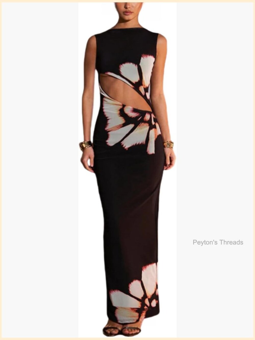 Sleeveless Snake Print Maxi Dress Hollow Out High Slit Bodycon Evening Gown - Picture 1 of 7